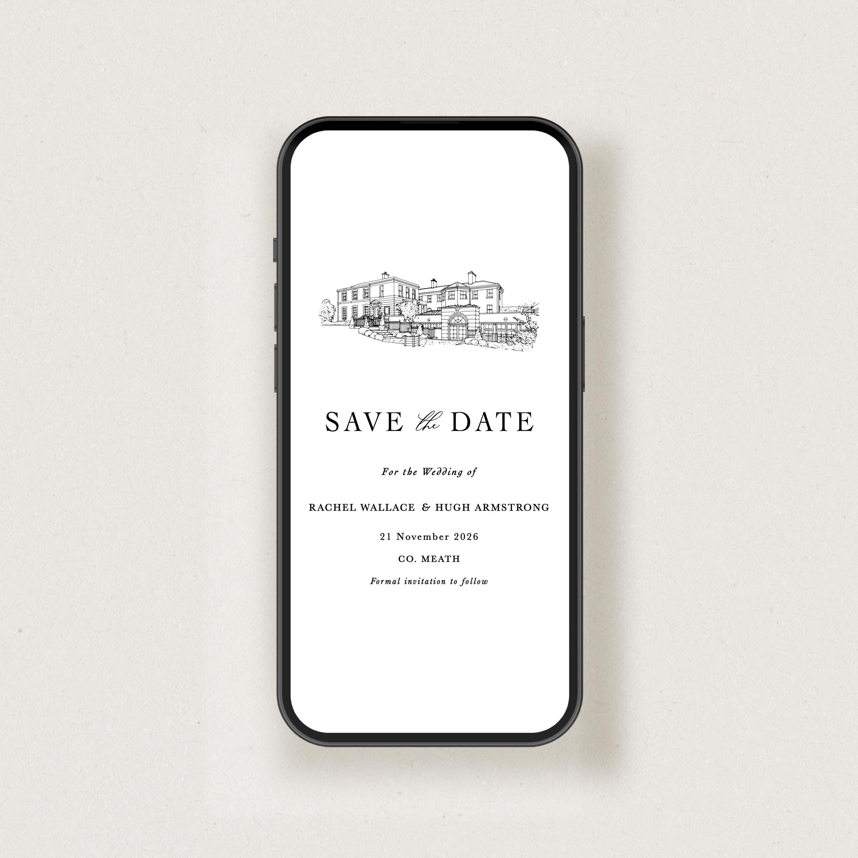 Personalised Digital Olive Save the Date file, Minimal e-invite, Save the Evening e-invite, Electronic Wedding Invitation, Via WhatsApp