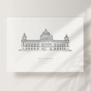 Impresión minimalista del Ayuntamiento de Belfast