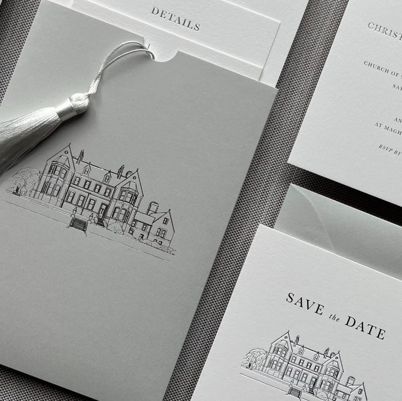 Ballynahinch Castle Venue Illustration, Wedding Invitations (Digital Download) image 6