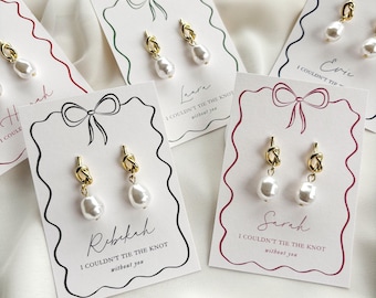 Whimsical Bow Pearl Knot Earrings | Gold Plated, Personalised Bridesmaid Gift