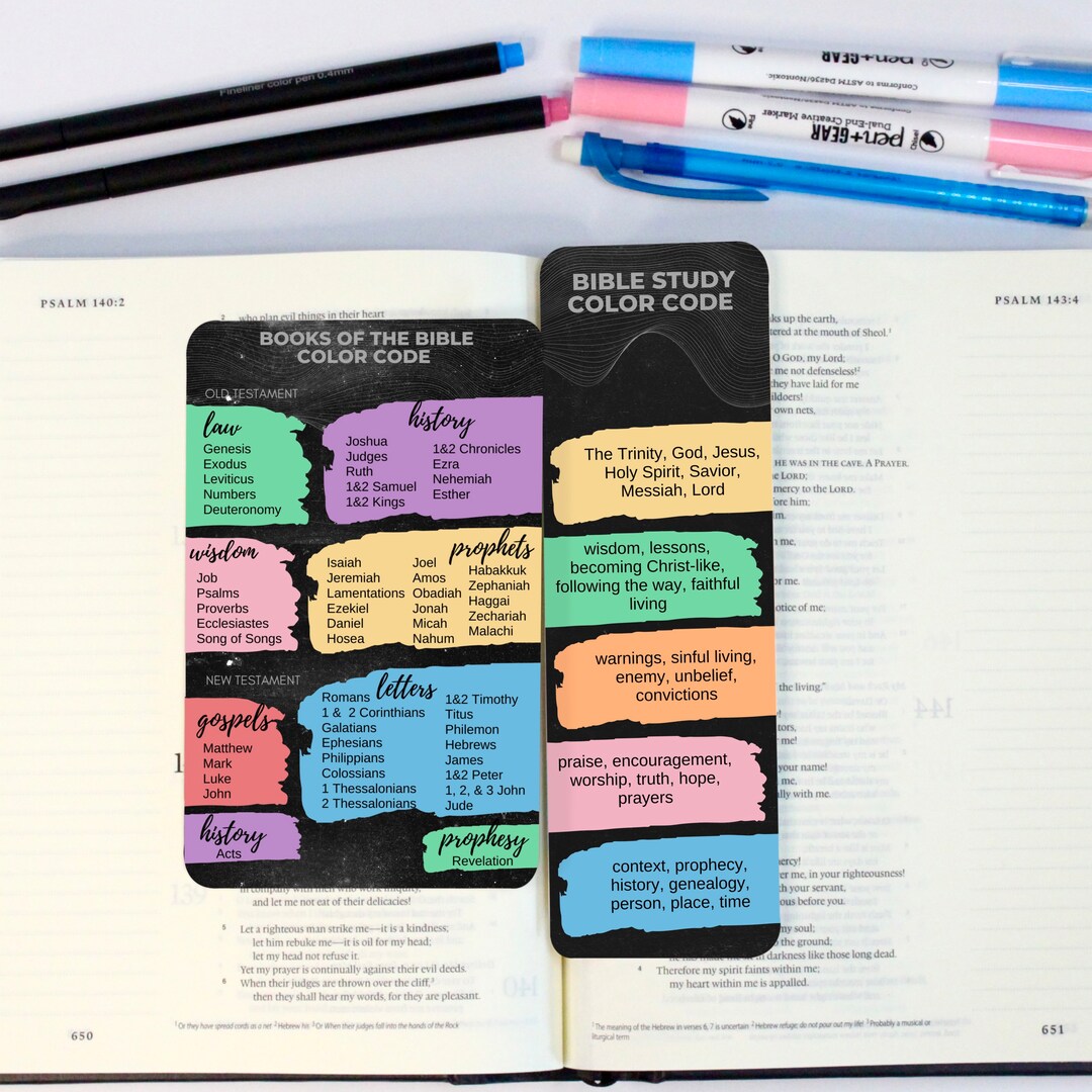 Bible Bookmark Bible Color Code Books of the Bible Card Christian ...