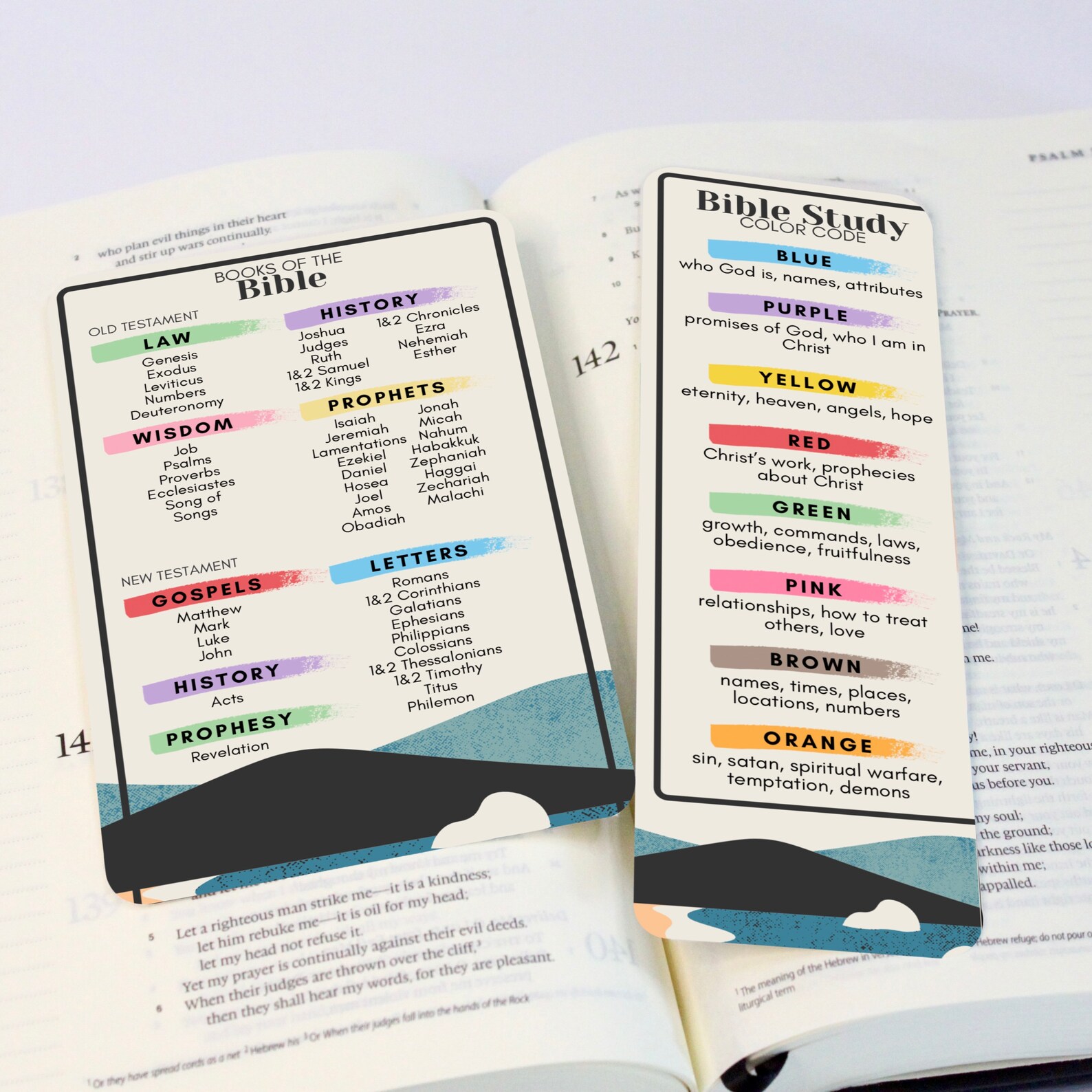 Bible Bookmark Bible Color Code Books of the Bible Card Etsy