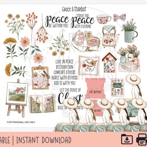 Pegatinas imprimibles del diario bíblico / Pegatinas navideñas imprimibles / Pegatinas de vivir en paz / Pegatinas del diario bíblico / Estar en paz