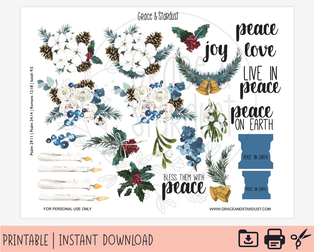 Printable Bible Journaling Stickers | Christmas Stickers | Peace on ...