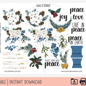 Printable Bible Journaling Stickers | Christmas Stickers | Peace on Earth Stickers | Bible Journaling Stickers