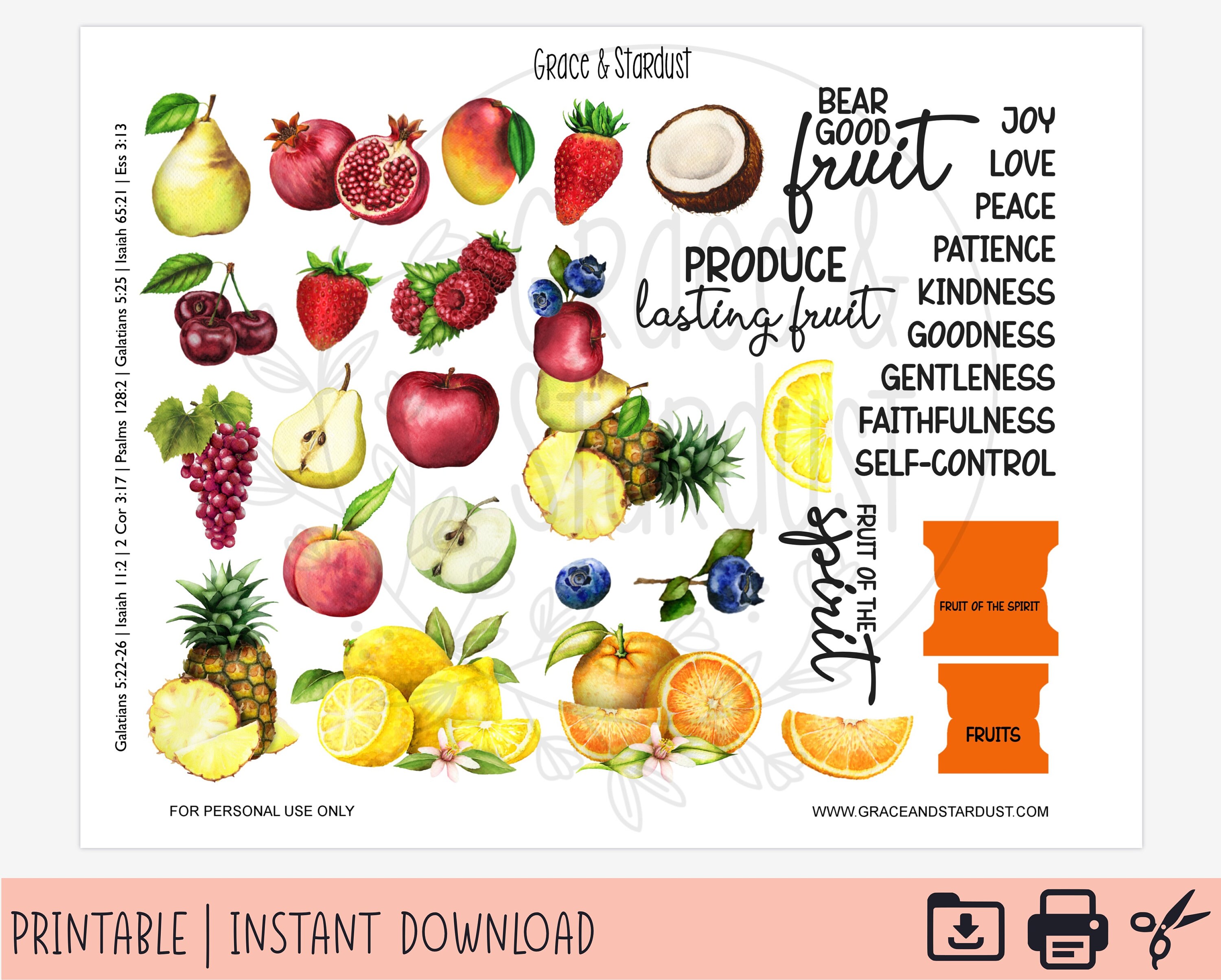 Fruit of the Spirit Bible Journaling Printable Stickers | Printable ...