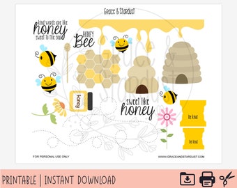 Bijbel Journaling afdrukbare stickers | Bee soort dagboekstickers | Spreuken 16:24 Stickers | Bijbel Journaling-stickers