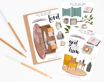 Bible Journaling Stickers | Rest in the Lord Sticker Sheets | Stickers for Bible Journaling