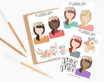 Bible Journaling Stickers | Grace Upon Grace Sticker Sheets | Faith Stickers | Stickers for Bible Journaling