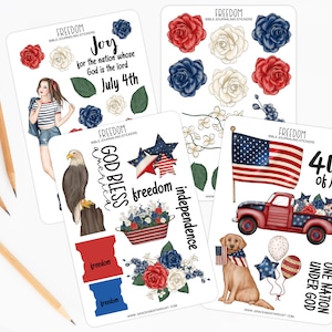 Bible Journaling Stickers 4th of July Sticker Sheets Stickers for Bible Journaling image 1