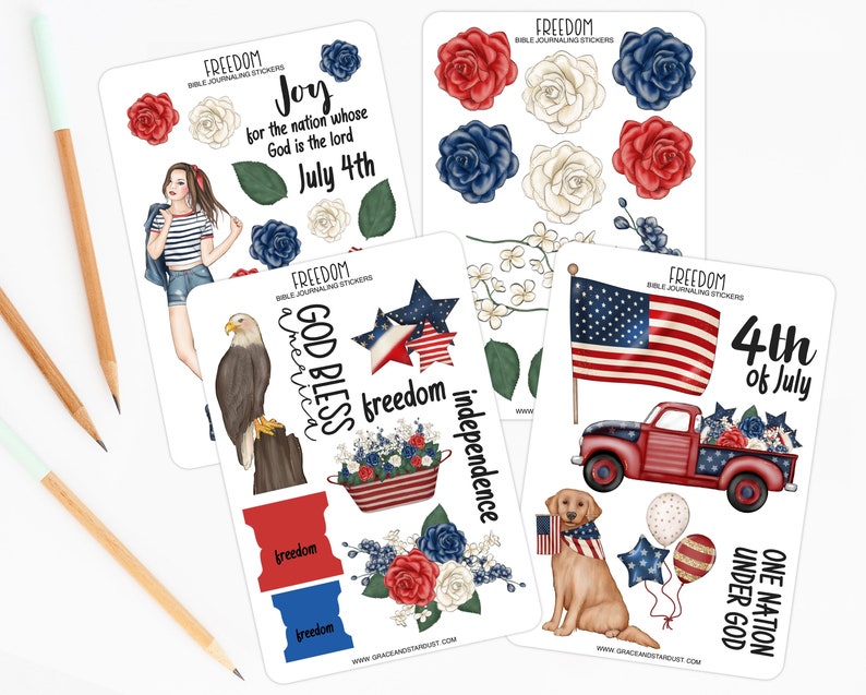 Bible Journaling Stickers 4th of July Sticker Sheets Stickers for Bible Journaling image 1