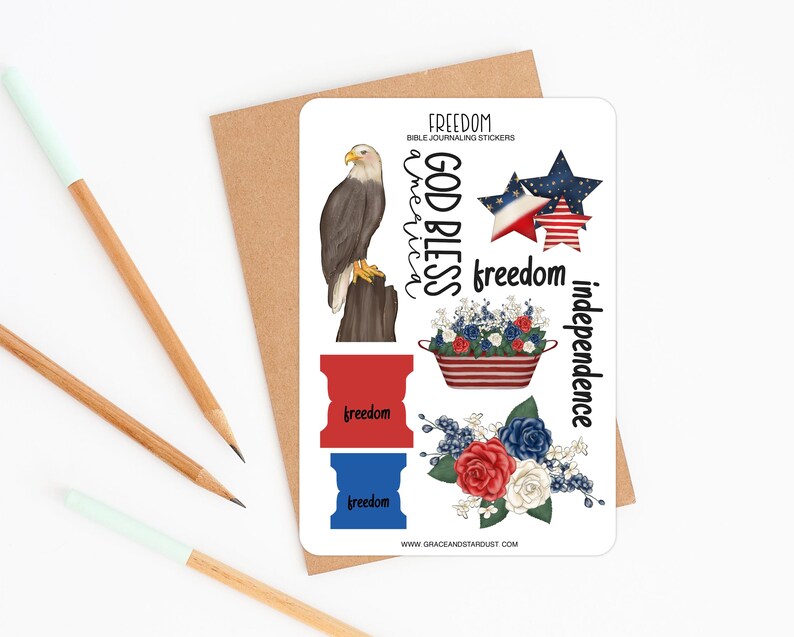 Bible Journaling Stickers 4th of July Sticker Sheets Stickers for Bible Journaling image 2