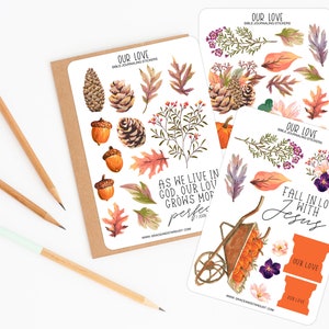 Bible Journaling Stickers | Our Love Stickers | Fall Bible Sticker Sheets | Stickers for Bible Journaling | Fall in Love with Jesus