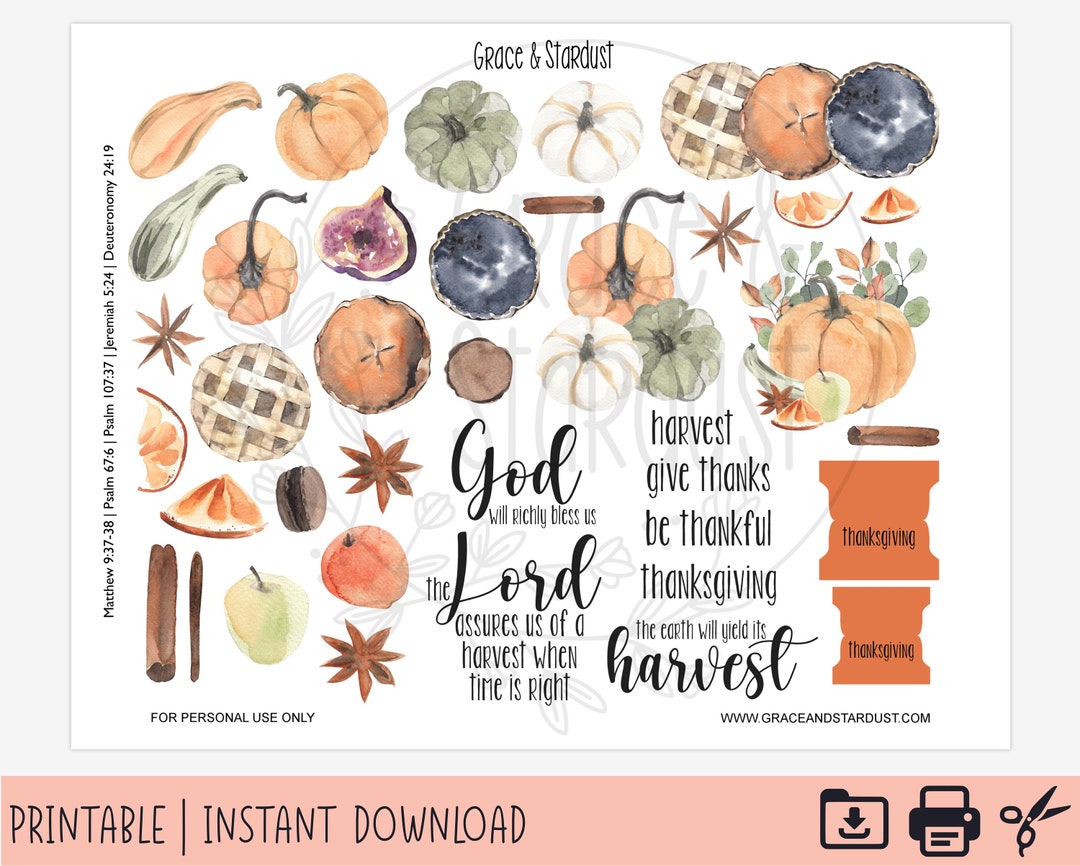 Bible Journaling Printable | Bible Journaling Stickers | Thanksgiving ...