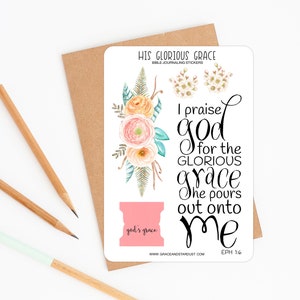 Bible Journaling Stickers His Glorious Grace Sticker Sheets Faith Stickers Stickers for Bible Journaling image 2