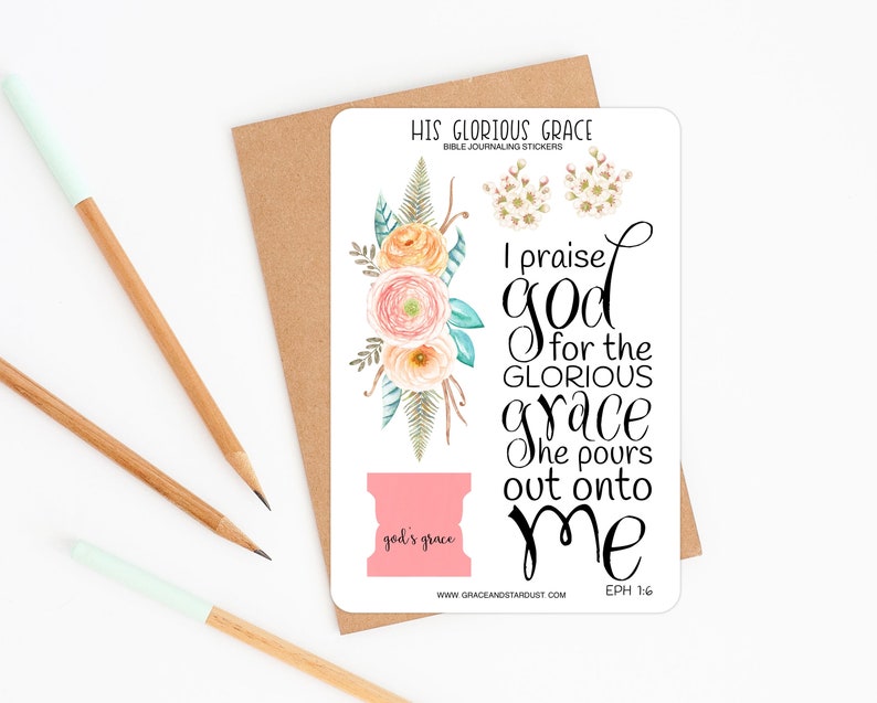Bible Journaling Stickers His Glorious Grace Sticker Sheets Faith Stickers Stickers for Bible Journaling image 2