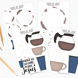 Bible Journaling Stickers | Jesus and Coffee Sticker Sheets | Faith Stickers | Stickers for Bible Journaling