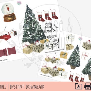 Printable Christmas Bible Journaling Stickers | God’s Gift Printable Stickers | James 1:17 Stickers | Faith Journal Stickers