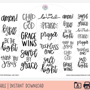 Bible Journaling Printable Stickers | Bible Journaling Stickers | Bible Stickers | Bible Lettering | Printable Sticker Sheet