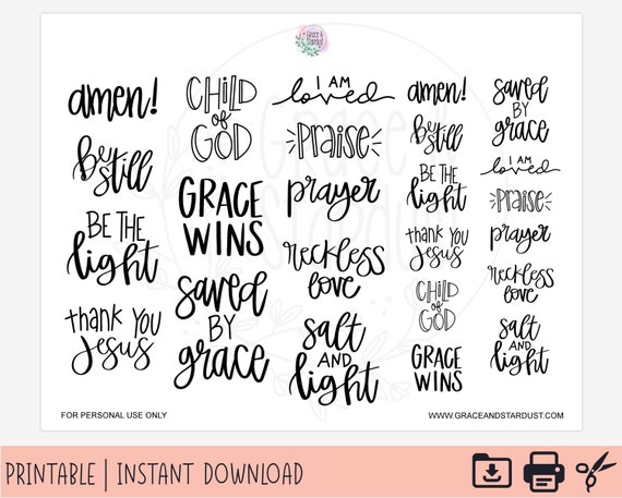 Bible Journaling Printable Stickers | Bible Journaling Stickers | Bible  Stickers | Bible Lettering | Printable Sticker Sheet