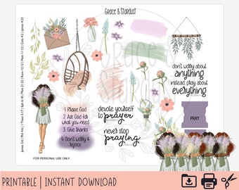 Bible Journaling Printable Stickers | Printable Bible Stickers | Never Stop Praying | Bible Journaling Stickers | Praying Printable