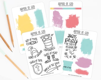 Bible Journaling Stickers | Armor of God Stickers | Faith Stickers | Stickers for Bible Journaling