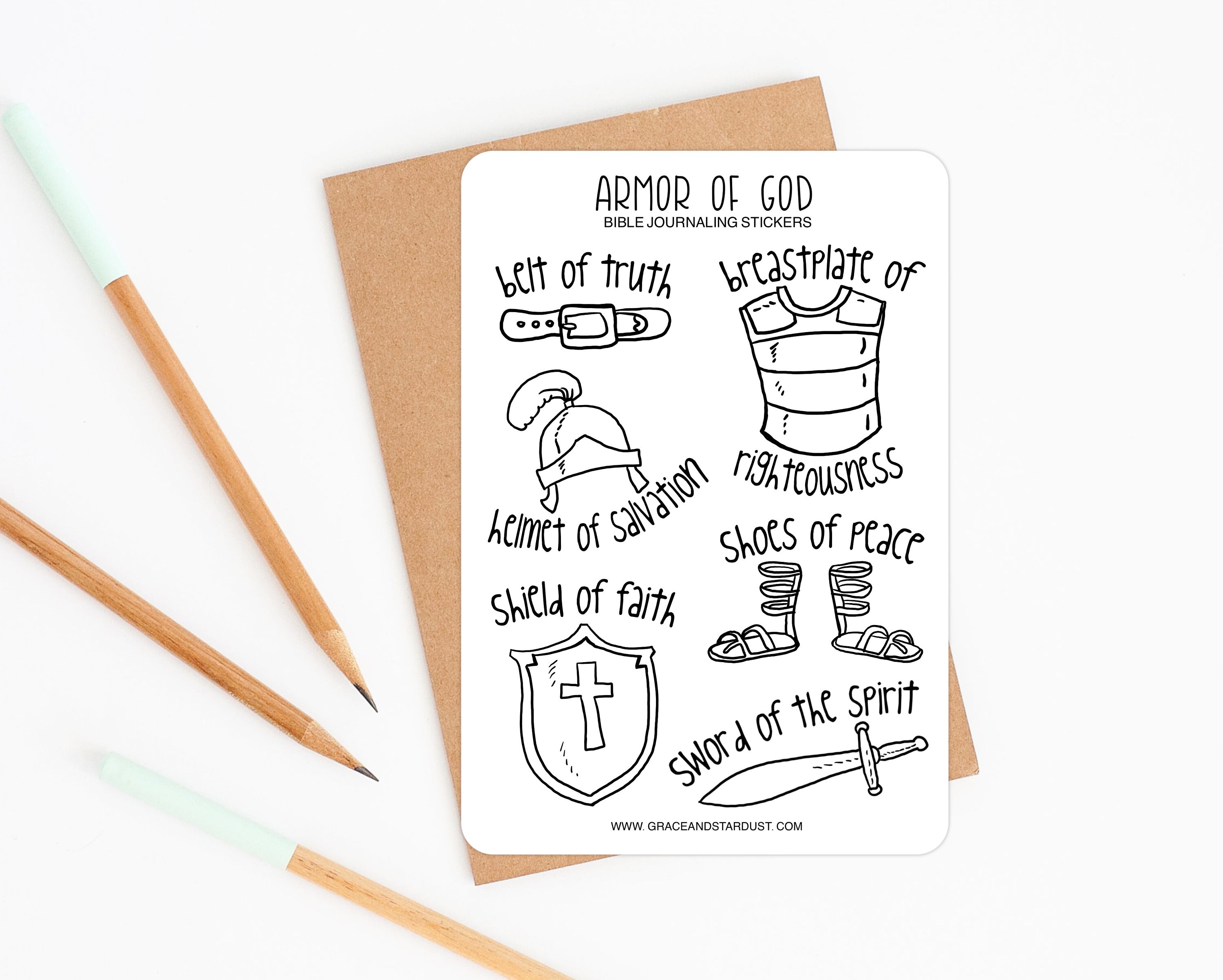 Bible Journaling Stickers Armor of God Stickers Faith Etsy