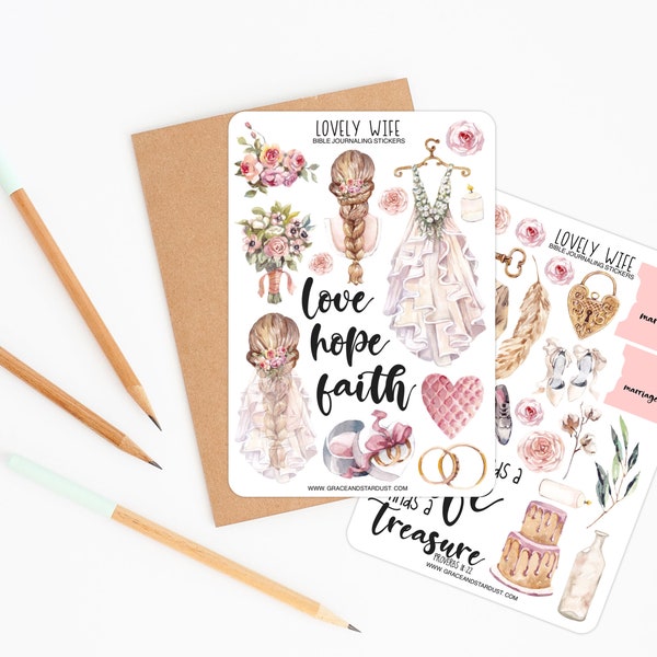 Bible Journaling Stickers | Lovely Wife Stickers | Faith Stickers | Stickers for Bible Journaling | Wedding Stickers | Marriage Stickers