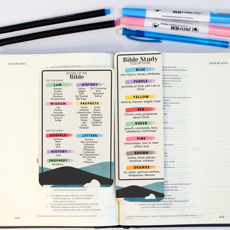 Bible Bookmark Bible Color Code Books of the Bible Card Etsy