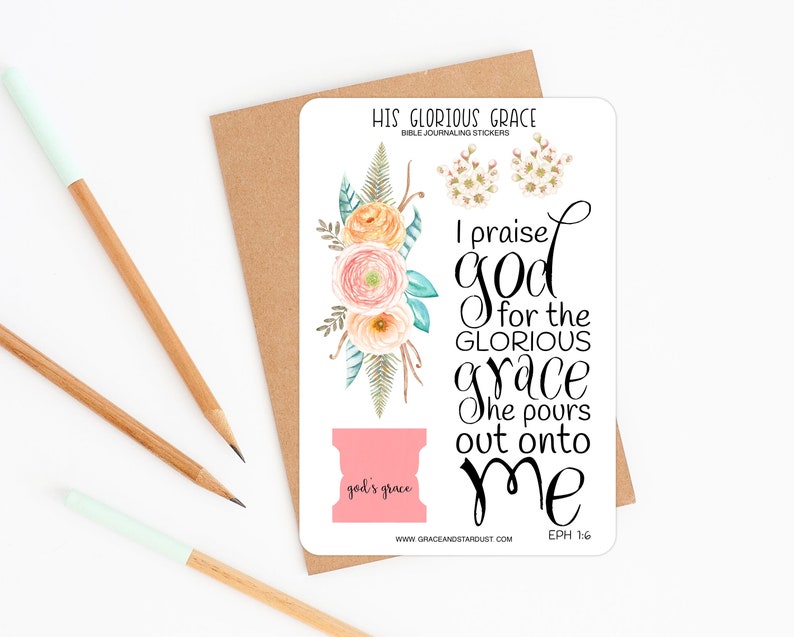 Bible Journaling Stickers His Glorious Grace Sticker Sheets Stickers for Bible Journaling image 2