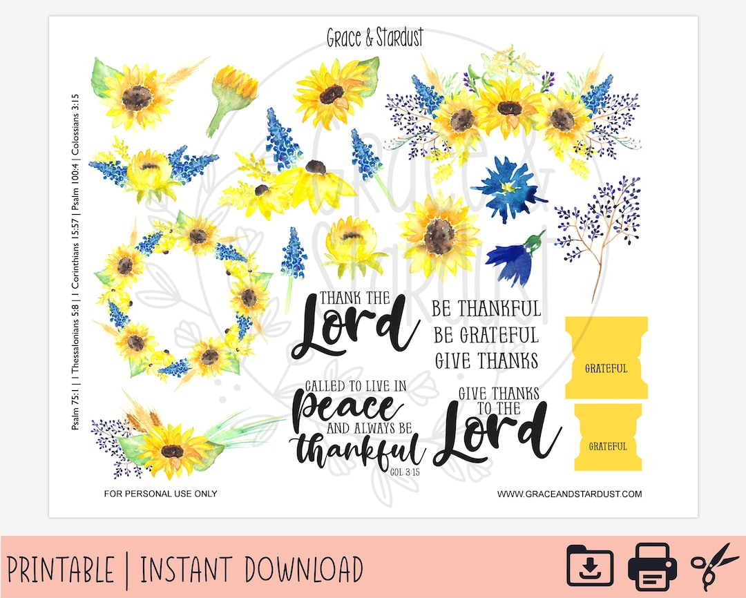 Bible Journaling Printable | Bible Stickers | Always Grateful Stickers ...