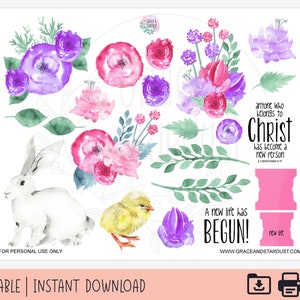 Printable Bible Journaling Stickers | Spring Journaling Stickers | 2 Corinthians 5:17 Stickers | Bible Journaling Stickers