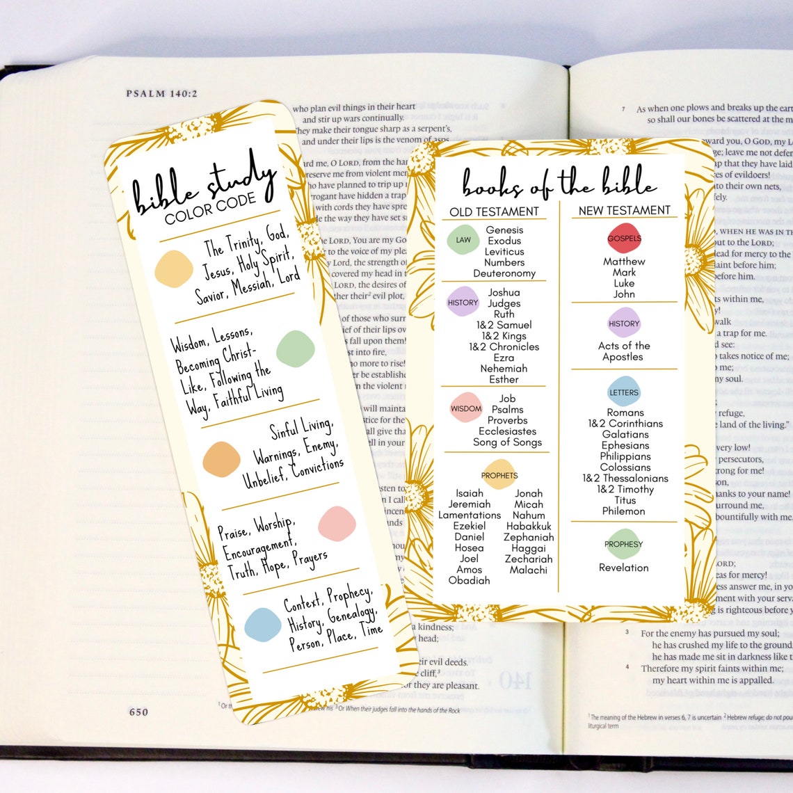Bible Bookmark Bible Color Code Books of the Bible Card Etsy