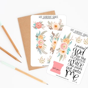 Bible Journaling Stickers | His Glorious Grace Sticker Sheets | Faith Stickers | Stickers for Bible Journaling