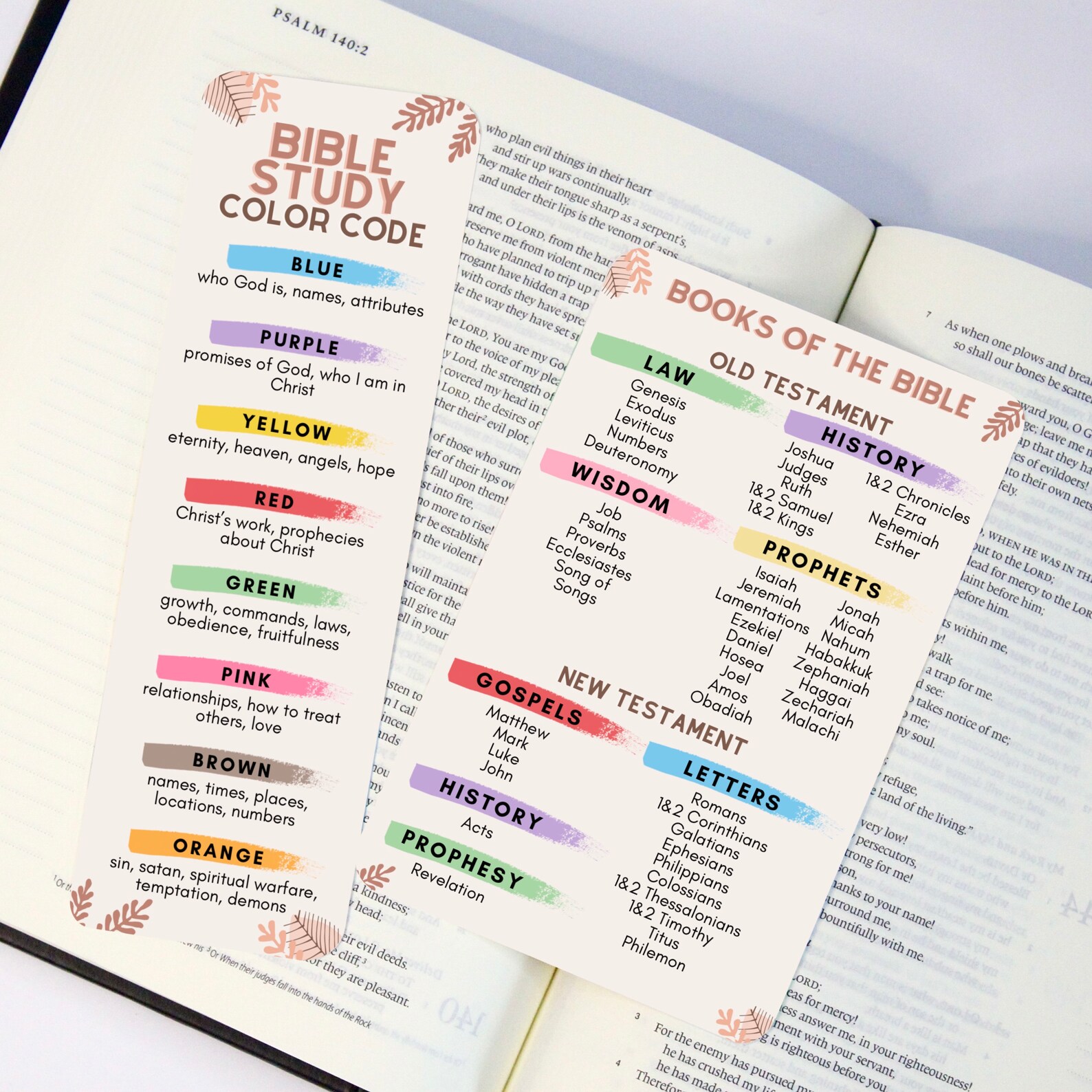 Bible Bookmark Bible Color Code Books of the Bible Card Etsy