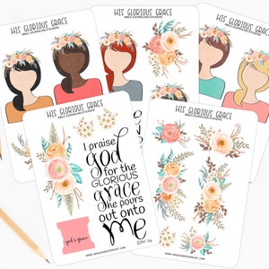 Bible Journaling Stickers His Glorious Grace Sticker Sheets Stickers for Bible Journaling image 1