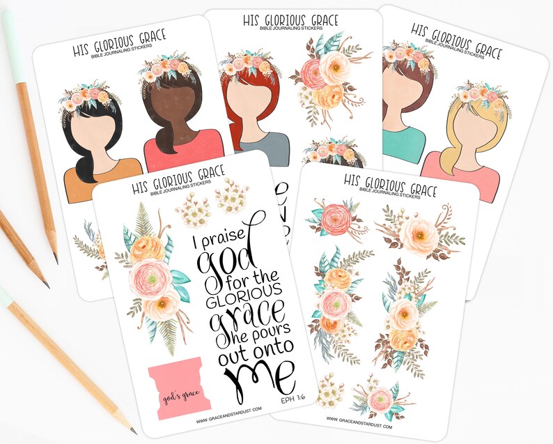 Bible Journaling Stickers His Glorious Grace Sticker Sheets Stickers for Bible Journaling image 1