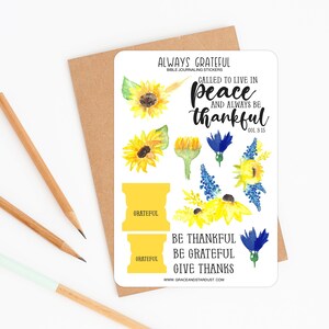 Bible Journaling Stickers Always Grateful Sticker Sheets Sunflower Stickers Stickers for Bible Journaling image 3