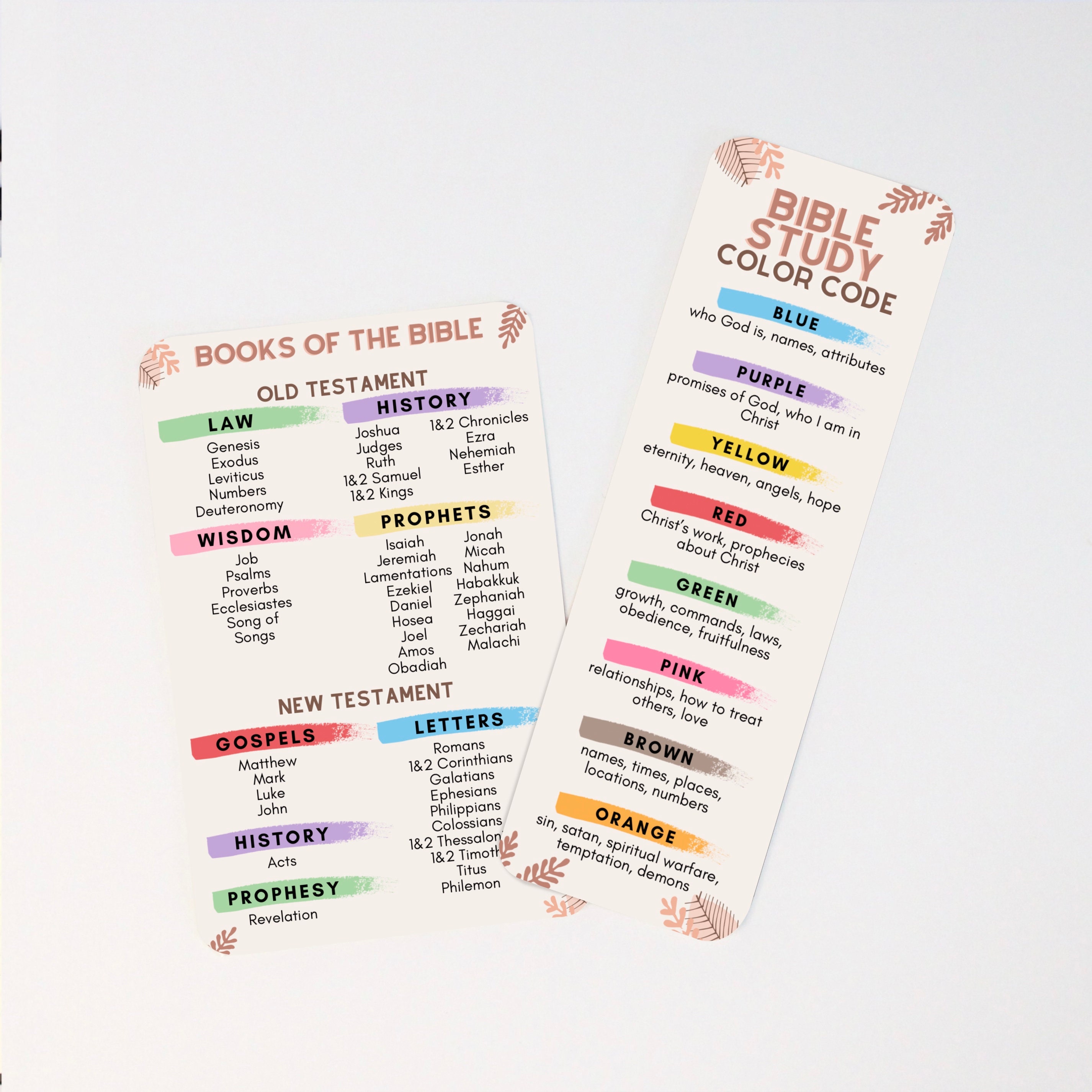 Bible Bookmark Bible Color Code Books of the Bible Card Etsy