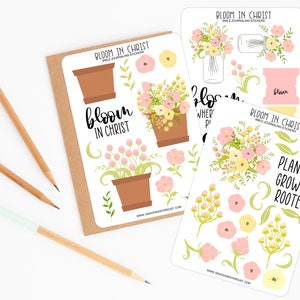 Bible Journaling Stickers | Bloom in Christ Sticker Sheets | Stickers for Bible Journaling