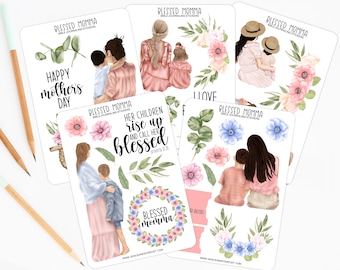 Bible Journaling Stickers | Blessed Momma Stickers | Mother’s Day Stickers | Stickers for Bible Journaling