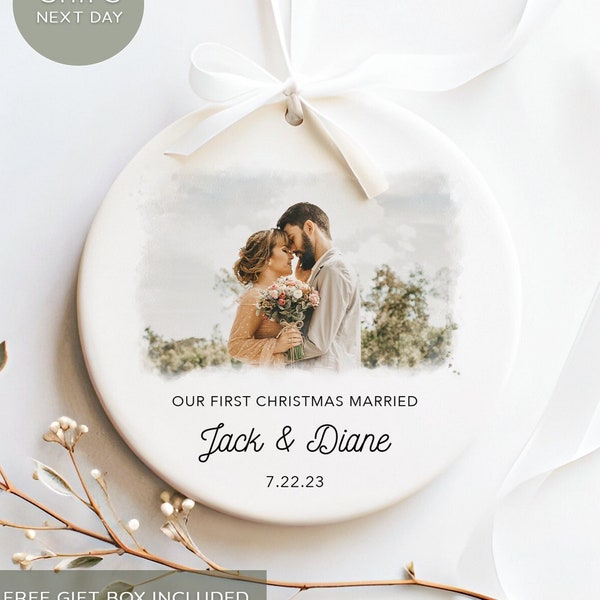 First Christmas Married Ornament - Married Photo Ornament - First Christmas Married Gift