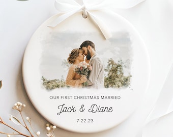 First Christmas Married Ornament - Married Photo Ornament - First Christmas Married Gift