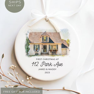 New Home Ornament - Personalized New Home Christmas Ornament - Watercolor Photo Ornament