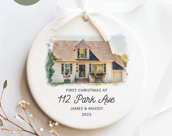 New Home Ornament - Personalized New Home Christmas Ornament - Watercolor Photo Ornament