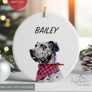 Great Dane Ornament - Personalized Gift for Great Dane Lover - Custom Great Dane Watercolor Photo Gift