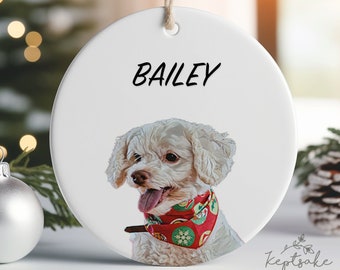 Poodle Ornament - Personalized Christmas Pet Ornament Using Pet's Photo + Name - Custom Ornament Christmas.