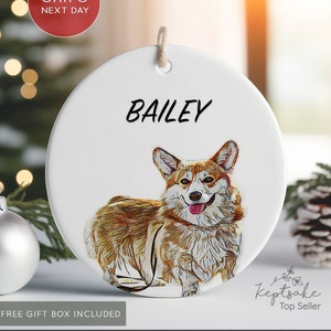 Pembroke Welsh Corgi Ornament - Personalized Gift for Pembroke Welsh Corgi Lover - Custom Pembroke Welsh Corgi Watercolor Photo Gift