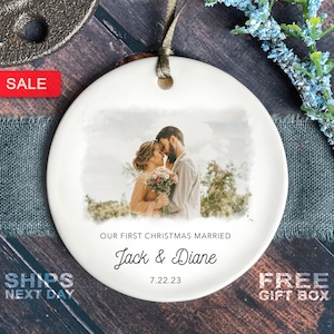 First Christmas Married Ornament - Married Photo Ornament - First Christmas Married Gift