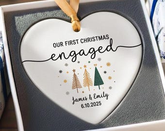 Engaged Ornament - Personalized First Christmas Keepsake - Engagement Christmas Gift 2026